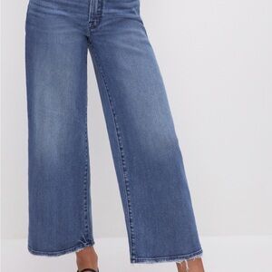 NWT Good American Good Waist Palazzo Crop Jeans